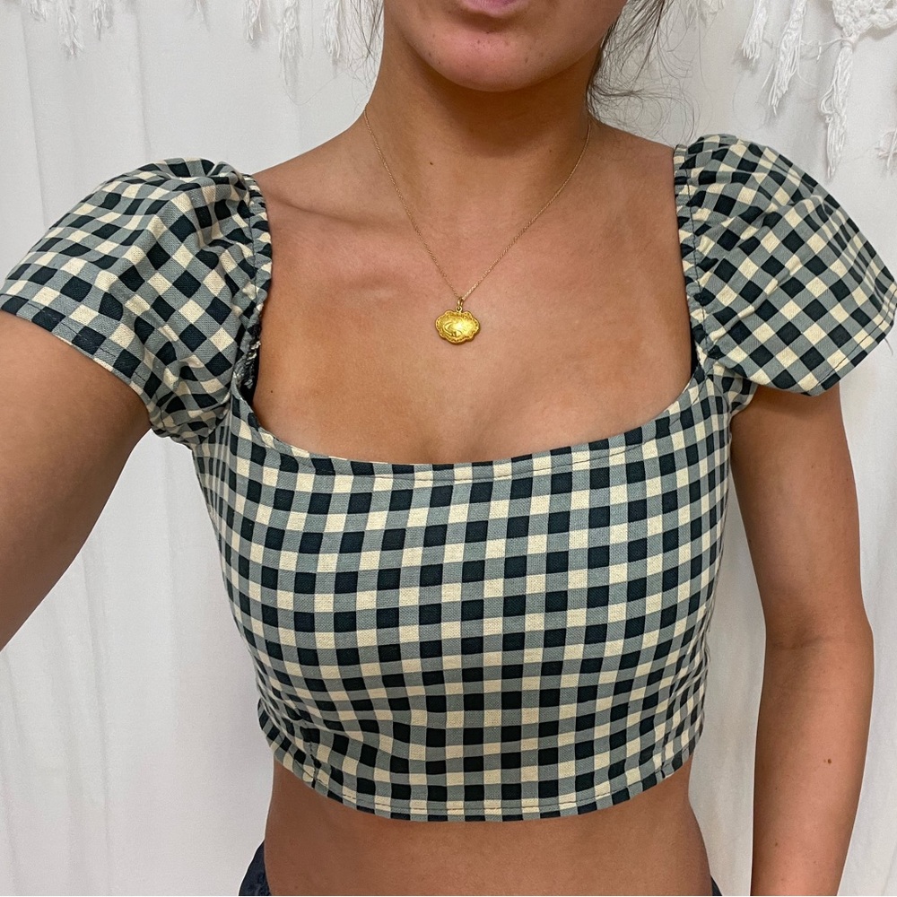 Gingham motel rocks crop top, XS, perfect condition, never worn